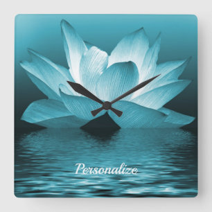 Elegante Lotusblume Ozean Zen Yoga Meditation Quadratische Wanduhr