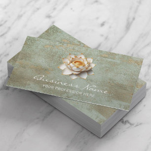 Elegante Lotusblume Vintage Green Salon & SPA Visitenkarte