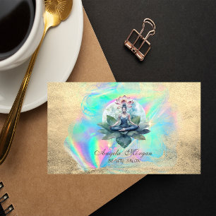 Elegante Lotusblumen-Yoga-Mädchen Holografisch Visitenkarte