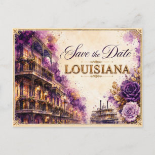 Elegante Louisiana Save-the-Date-Hochzeits-Einladu Postkarte