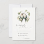 Elegante Love Birds Botanischer Kranz Hochzeit RSVP Karte (Vorderseite)