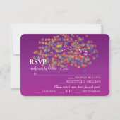 Elegante Lovebirds Cassis Lila Hochzeitserwiderung RSVP Karte (Vorderseite)