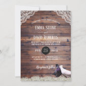 Elegante Lovebirds & Gipskraut Hochzeit geschlosse Einladung (Vorderseite)