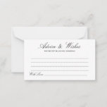 Elegante Lucia Script Wedding Advice & Wishings Ca Hinweiskarte<br><div class="desc">Einfache Elegante Black Lucia Script Wedding Advice & Wishings Card - Fühlen Sie sich frei zu bearbeiten,  anpassen und personalisieren Sie diese einfache aber schöne Hochzeitsratgeber und Wunschkarte. Es stehen Bearbeitungsoptionen zur Verfügung.</div>