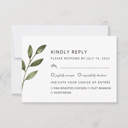 Elegante luftige Äste. Chic botanische Hochzeit RS RSVP Karte (Vorderseite)