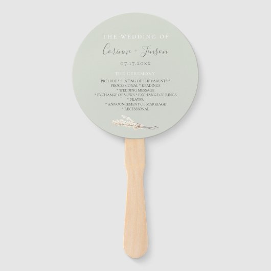 Elegante Lunaria Hochzeitsprogramm Handfans Fächer (Vorderseite)