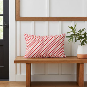 Elegante, lustige rote und weiße Candy Cane Streif Dekokissen