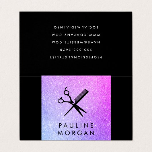 Elegante Lux Glitzer Visitenkarten (Außenseite Aufgefaltet)