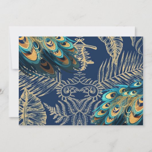Elegante Lux Peacocks Garden Emerald Green Wedding Einladung (Rückseite)