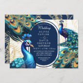 Elegante Lux Peacocks Garden Emerald Green Wedding Einladung (Vorne/Hinten)