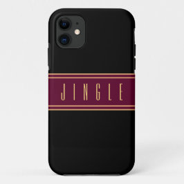 Elegante Luxe Burgundy Black Art Deco JINGLE Text Case-Mate iPhone Hülle