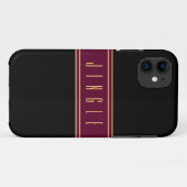 Elegante Luxe Burgundy Black Art Deco JINGLE Text Case-Mate iPhone Hülle (Rückseite (Horizontal))