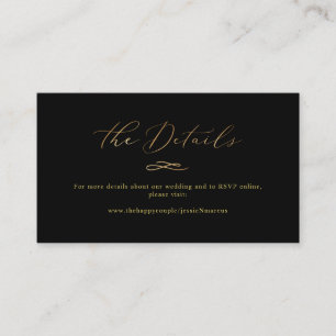 Elegante Luxe Calligraphy Imitate Gold Wedding Det Visitenkarte