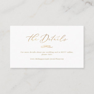 Elegante Luxe Calligraphy Imitate Gold Wedding Det Visitenkarte