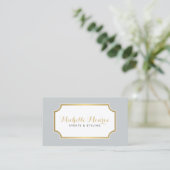 Elegante Luxe Gray Event Stylist Business Card Visitenkarte (Stehend Vorderseite)