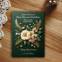 Elegante Luxe Green Floral Wedding Einladung