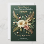 Elegante Luxe Green Floral Wedding Einladung (Vorderseite)