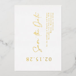 Elegante Luxe Real Golden Foil Save the Date Foil Folieneinladung