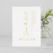 Elegante Luxe Real Golden Foil Save the Date Foil Folieneinladung (Stehend vorne)