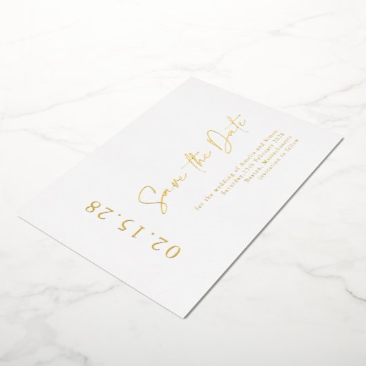 Elegante Luxe Real Golden Foil Save the Date Foil Folieneinladung (Gedreht)