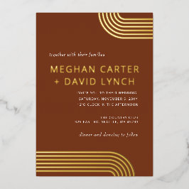 Elegante Luxe Terracotta Arched Gold Wedding Foil Folieneinladung