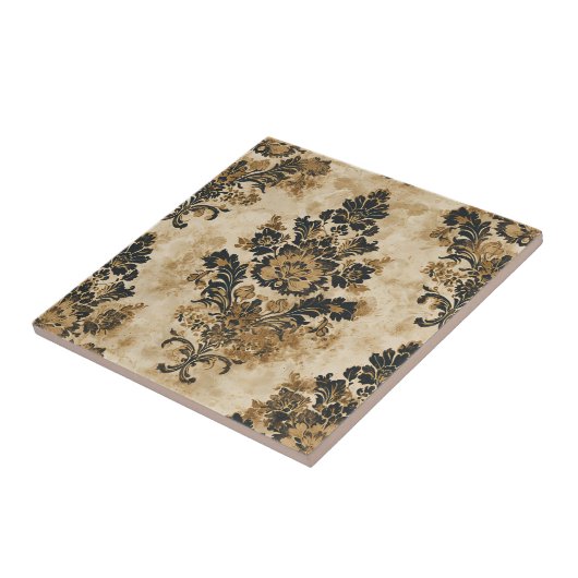 Elegante Luxuriöse Black Gold Beige Elfenbeindach Fliese (Seite)