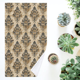 Elegante Luxuriöse Black Gold Beige Elfenbeindach Handtuch