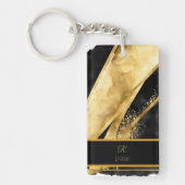 Elegante Luxuriöse Black Gold Monogram Wedding Schlüsselanhänger (Vorderseite)