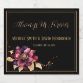 Elegante Luxuriöse Black Golden Burgund Wasserfarb Schaumweinetikett (Einzelnes Label)