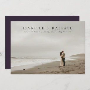 Elegante Luxuriöse formelle Foto Dunkle Lila Hochz Save The Date