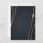 Elegante Luxuriöse Hochzeit in Schwarz und Gold Einladung (Rückseite)