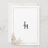 Elegante luxuriöse Hochzeit in Weiß und Gold Einladung (Rückseite)