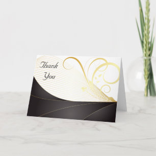Elegante Luxury Black and Gold Monogram Vielen Dan Dankeskarte