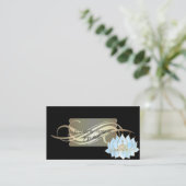 Elegante Luxury Black Lotus Blue Yoga Visitenkarte (Stehend Vorderseite)