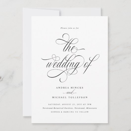 Elegante Luxury Calligraphy Script Wedding Einladung (Vorderseite)