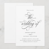 Elegante Luxury Calligraphy Script Wedding Einladung (Vorne/Hinten)