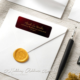 Elegante Luxury Gold Black Red Wedding Adresse