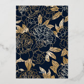 Elegante Luxury Gold Florals Wedding Folieneinladung (Rückseite)