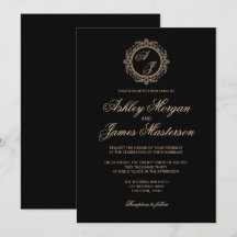Elegante Luxury Gold Monogram Black Wedding