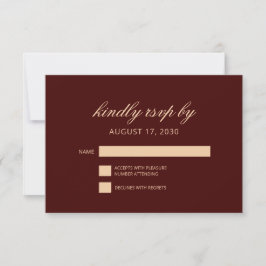 Elegante Luxury Gold Monogram Burgundy RSVP Card Einladung