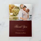 Elegante Luxury Gold Monogram Burgundy Wedding Dankeskarte (Innenseite)
