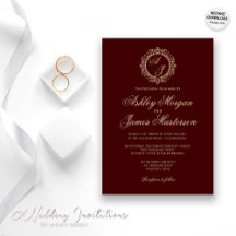 Elegante Luxury Gold Monogram Burgundy Wedding