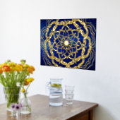 Elegante Luxury Gold & Navy Blue Mandala Reiki Yog Foliendrucke (Ablage(Küche))
