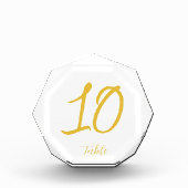 Elegante Luxury Gold Script Wedding Tischnummer Fotoblock (Vorderseite)