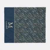 Elegante Luxury Navy Gold Leaf Monogram Fleecedecke (Vorderseite (Horizontal))