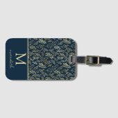 Elegante Luxury Navy Gold Leaf Monogram Gepäckanhänger (Vorderseite (Horizontal))