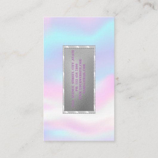 Elegante Luxury Sweet Holographic Business Card Visitenkarte (Rückseite)
