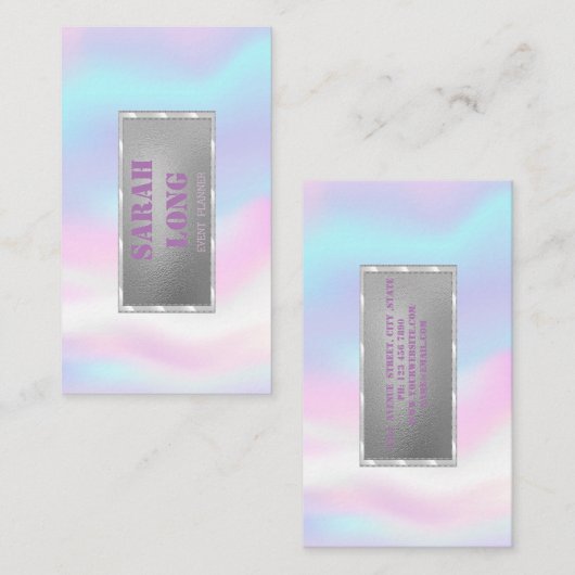 Elegante Luxury Sweet Holographic Business Card Visitenkarte (Vorne/Hinten)