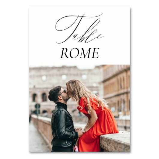 Elegante Luxury Travel Hochzeit in Urlaubsort Tischnummer (Vorderseite)