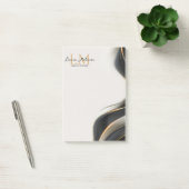 Elegante Luxus-Ästhetik Monogramm Schwarzer Schlei Post-it Klebezettel (Büro)
